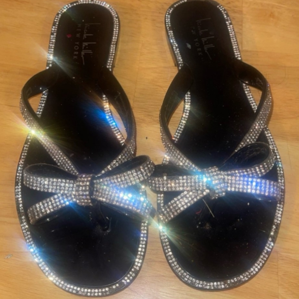 Nicole Miller Bling Bow Sandals
